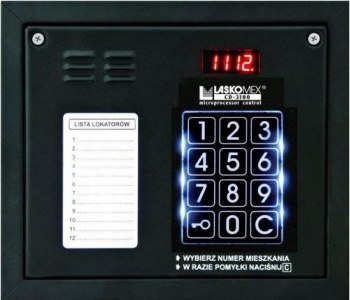 CP-3100NP-BLACK Panel audio z mini listą lokatorów i czytnikiem RFID, kolor czarny, Laskomex