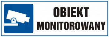 Tabliczka "Obiekt monitorowany", płyta PCV, taśma dwustronna, wym.: 297mm x 105mm TABINFOBMON297X105 TOP-DESIGN