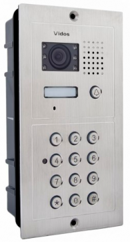 Bramofon 1-przyciskowy, podtynkowy lub natynkowy, wandaloodporny, szyfrator, VIDOS S601D-2 VIDOS