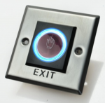 Flush-mounted, square, non-contact exit button